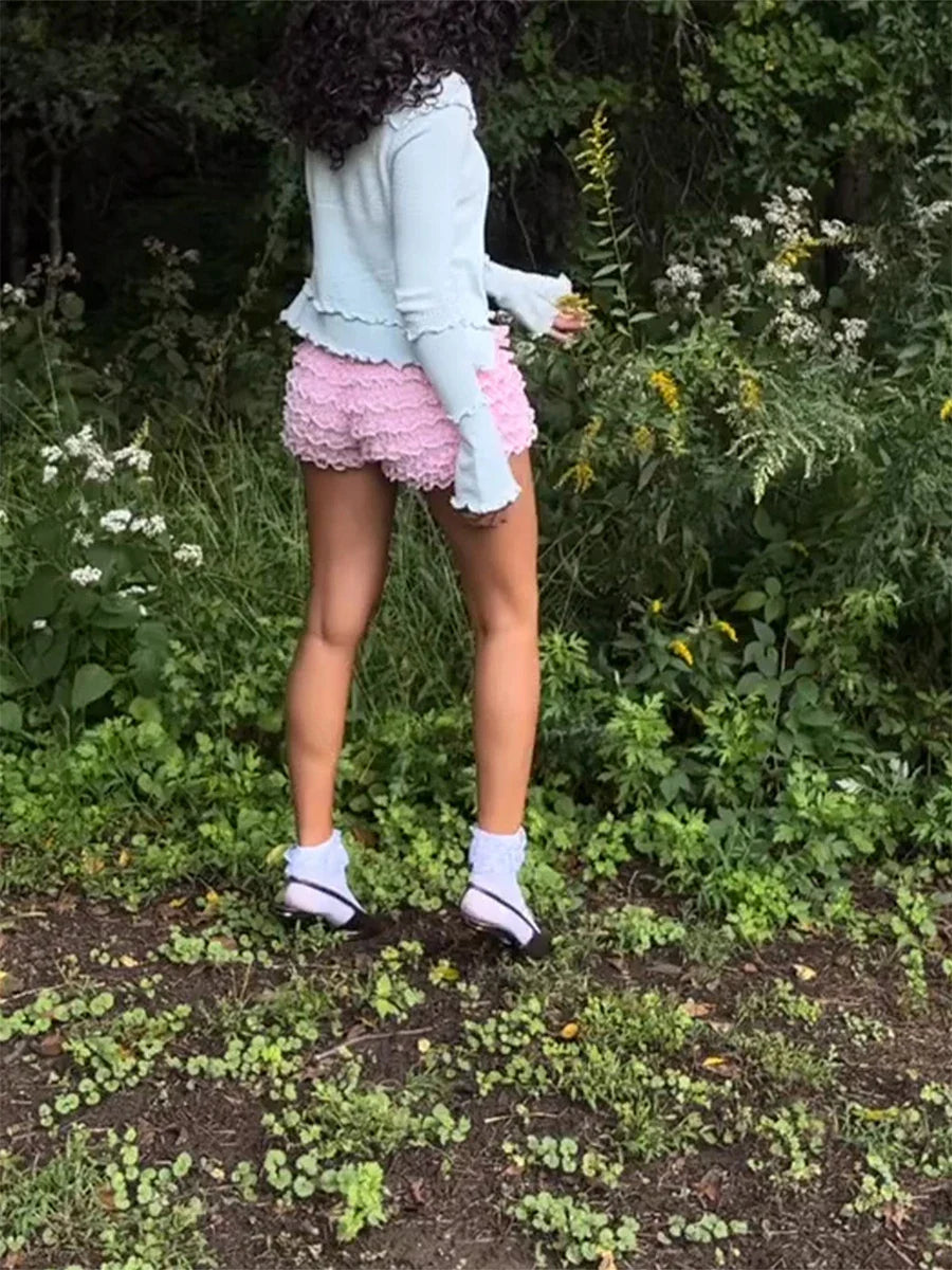 Layered Lace Bow Bloomer Short