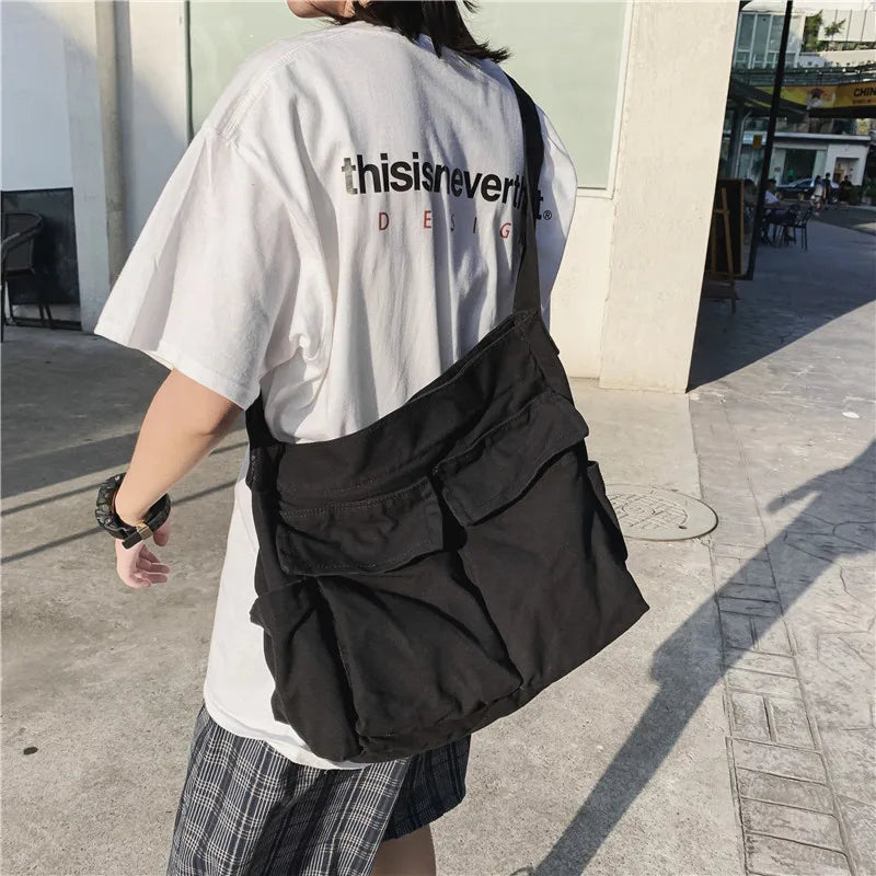School Messenger Large Capacity Canvas Crossbody