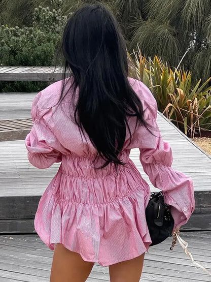 Turndown Collar Ruffle Blouse