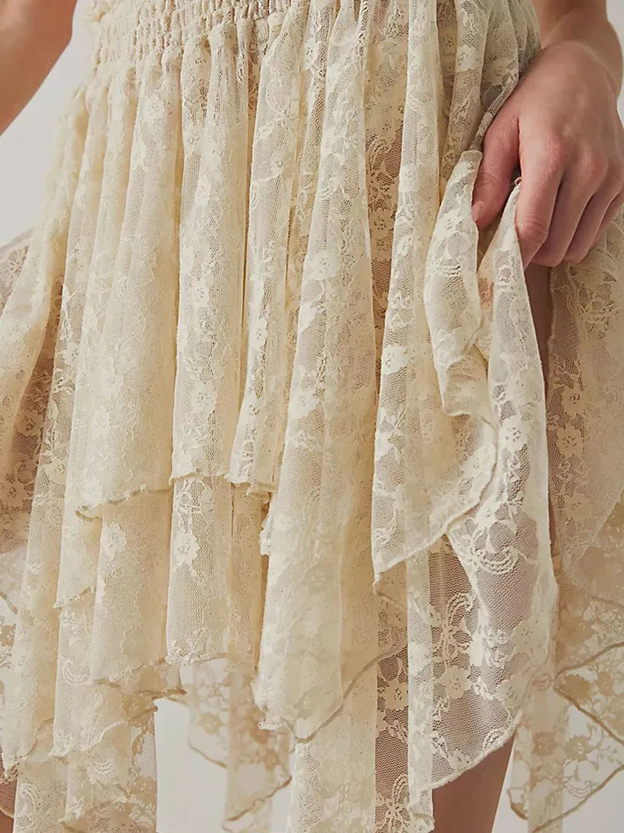 Floral Lace Irregular Hem Skirt