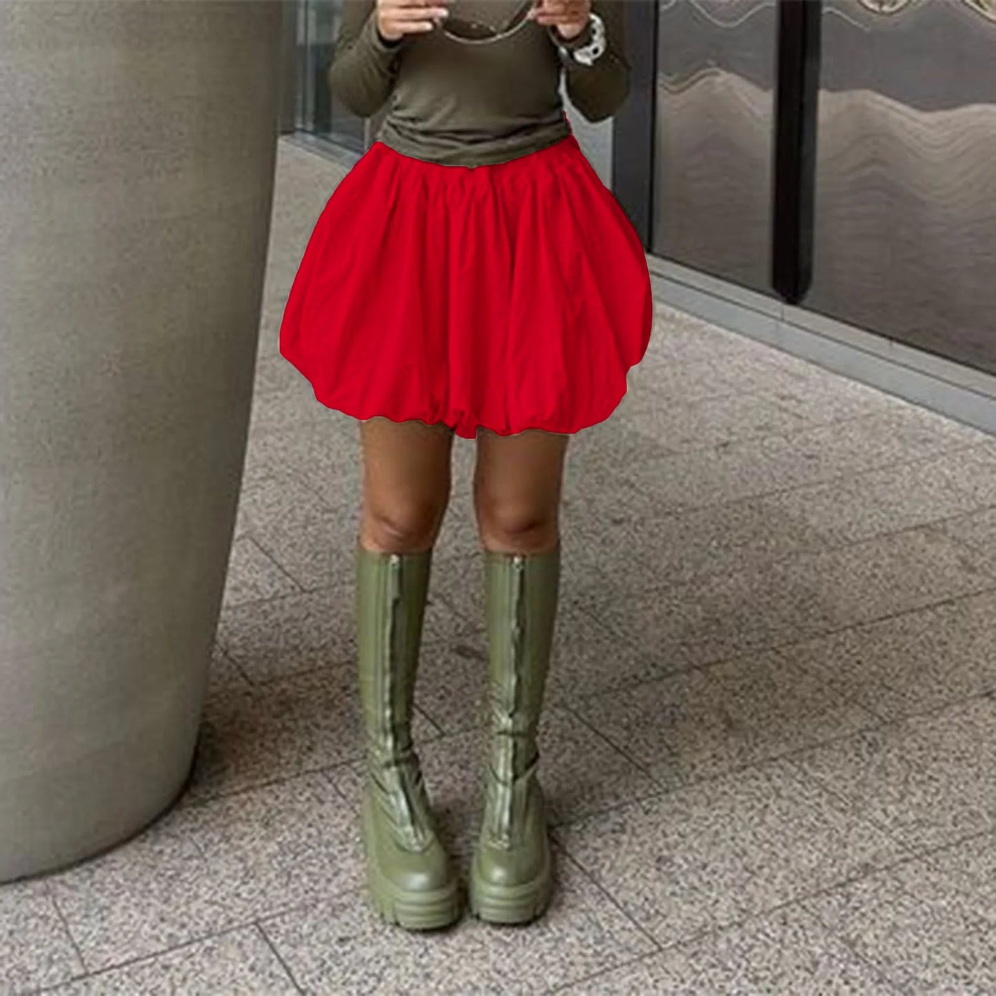 Lantern Puffball Elastic Skirt