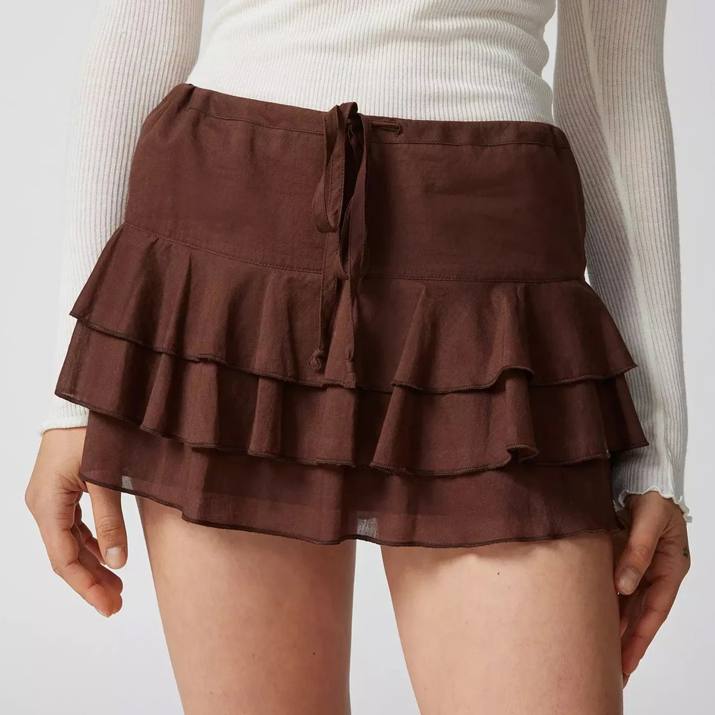 Summer Solid Ruffle Tiered Skirt