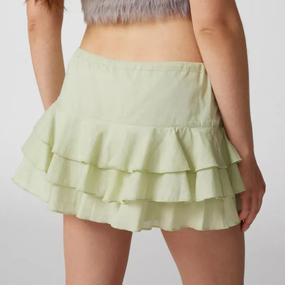 Summer Solid Ruffle Tiered Skirt
