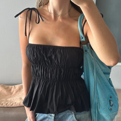 Ruched Open Back Slim Crop Top