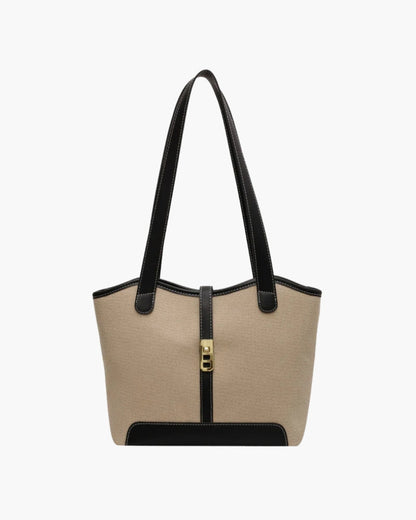 Women Canvas Handbag with Leather Details