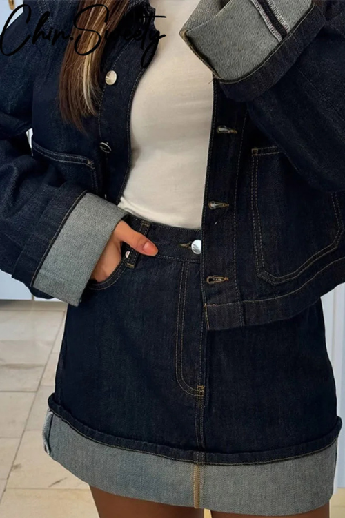Women Denim Two Piece Set