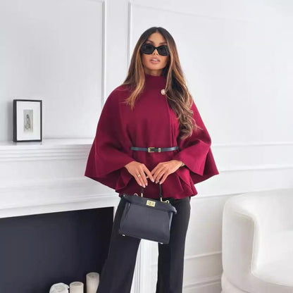 Women Wool Cape With Belt