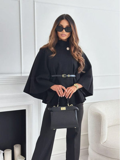 Women Wool Cape With Belt