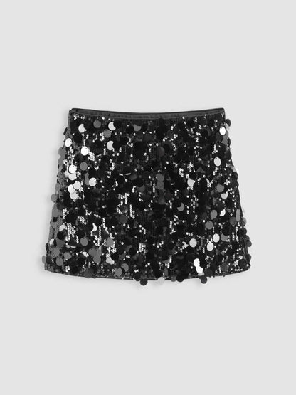 Women's Black Mini Skirt with Sequins