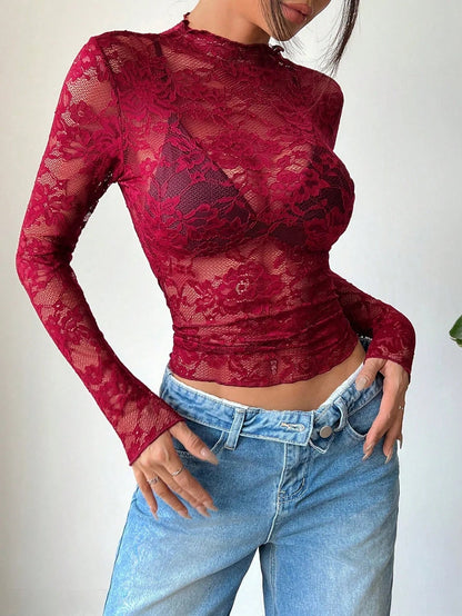 Women's Blouse - Cut Lace Fitted Design
