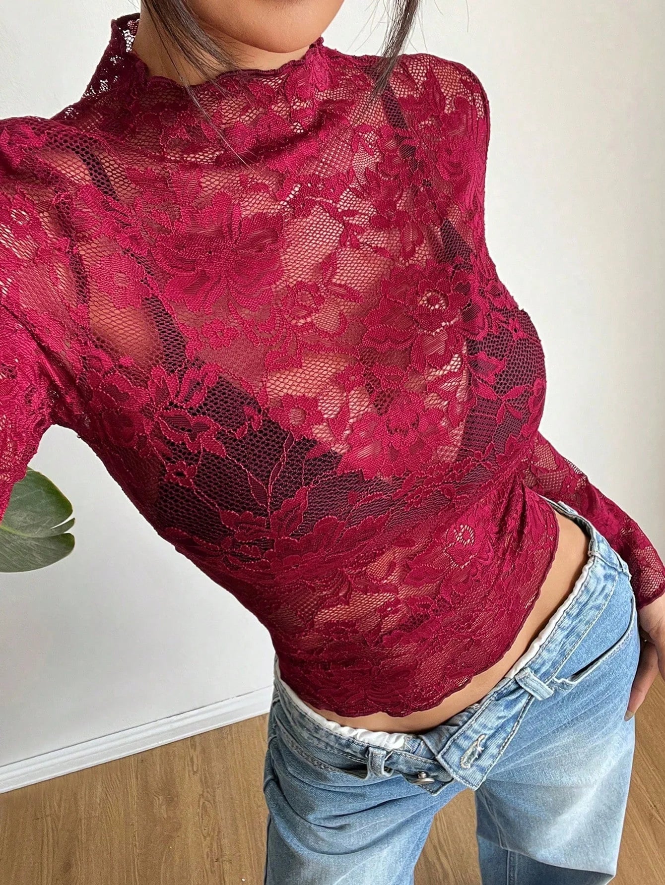 Women's Blouse - Cut Lace Fitted Design