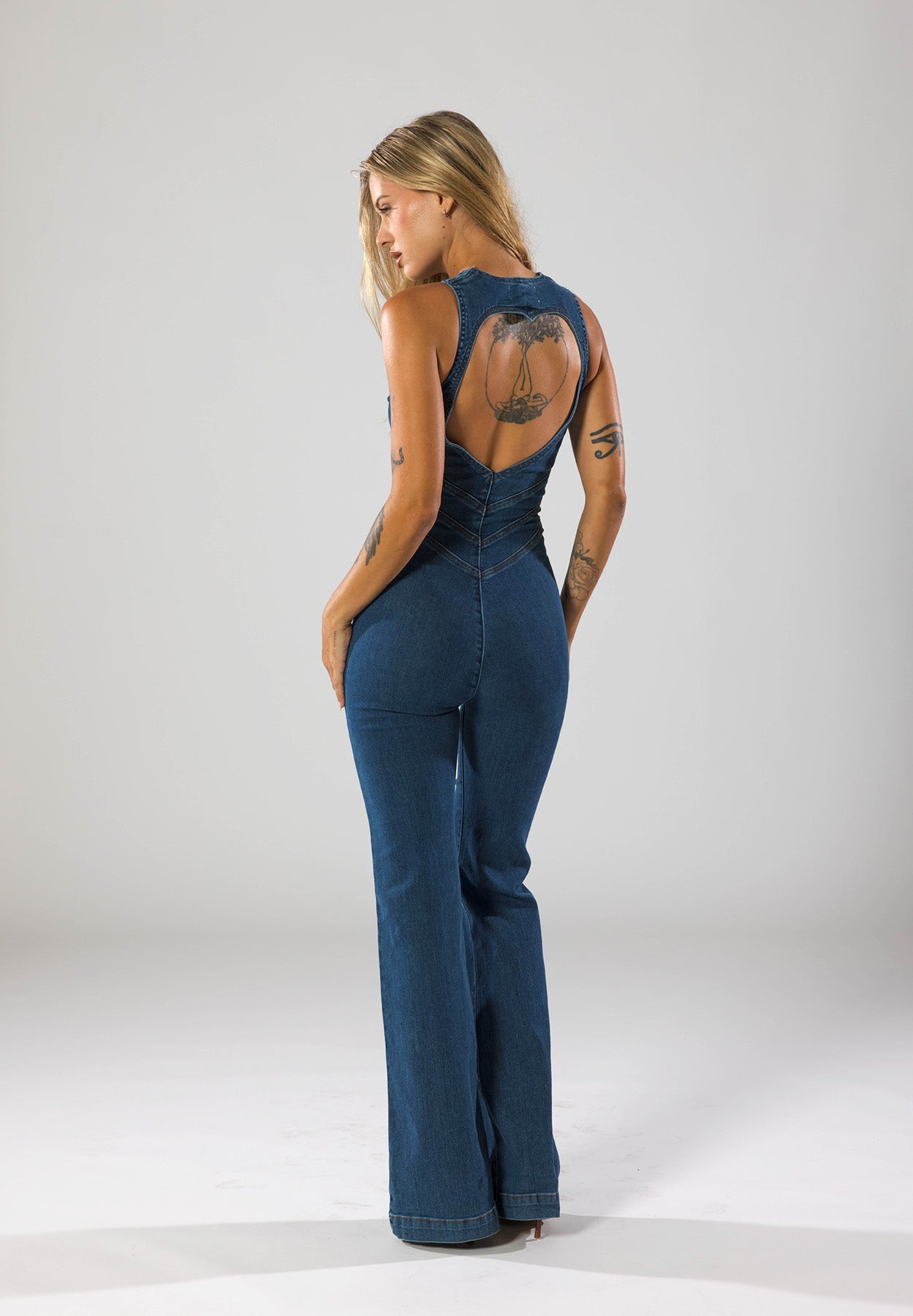 Women's Denim Jumpsuit with Cutout
