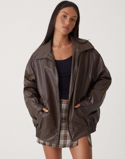 Women's Leather Jacket Oversized