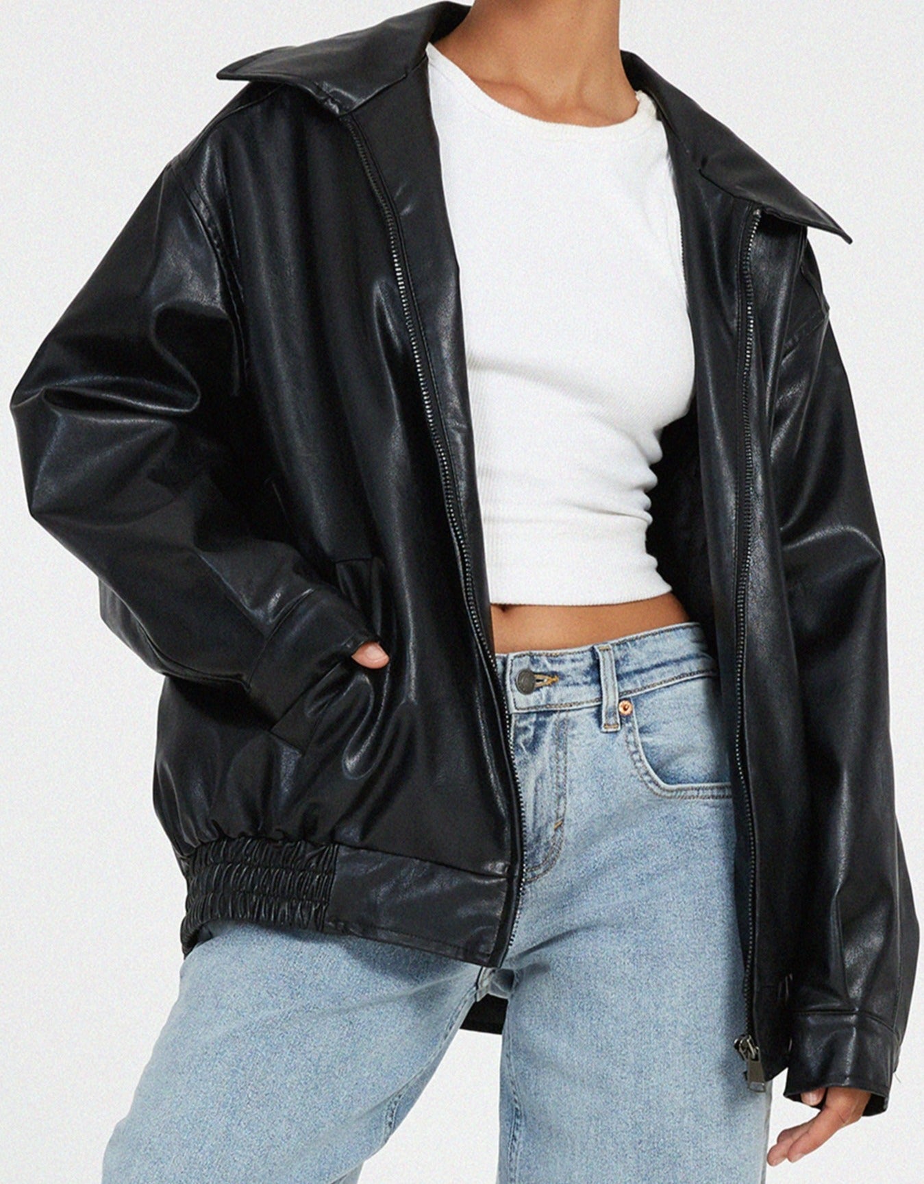 Women's Leather Jacket Oversized