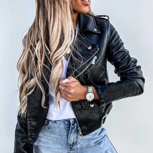 | Women’s Zip-Up Biker Jacket