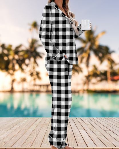 Women's Pajama Sets Long Sleeve Button Down Sleepwear Nightwear Soft Pj's Lounge Sets