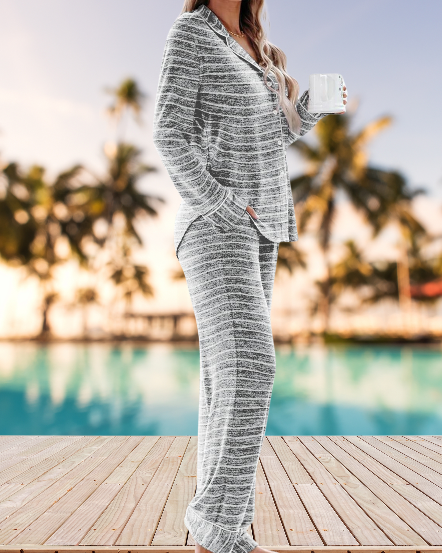 Women's Pajama Sets Long Sleeve Button Down Sleepwear Nightwear Soft Pj's Lounge Sets