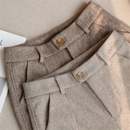Women's Trousers Wool Blend Slim Fit