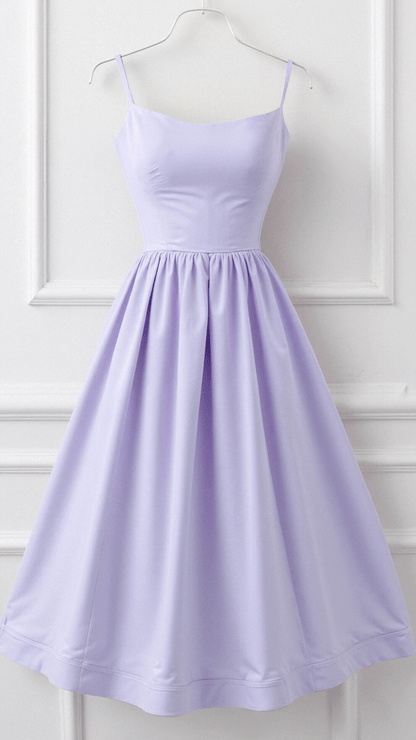 Women’s A-Line Midi Dress – Ascot Style – Spaghetti Straps – Flowing Design – Elegant Fit