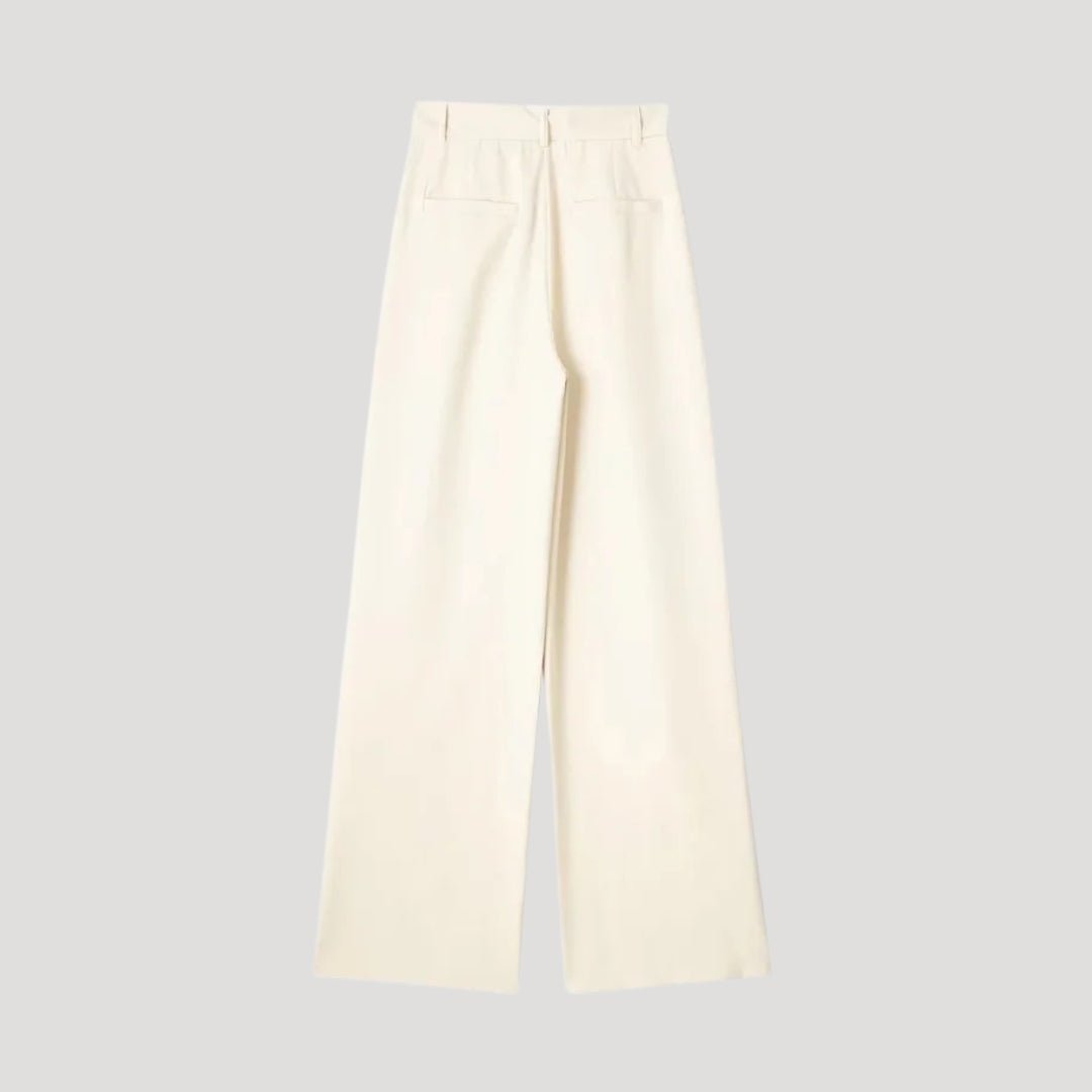 Women’s High-Waist Pinstripe Wide-Leg Trousers – Elegant Office Style