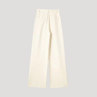 Women’s High-Waist Pinstripe Wide-Leg Trousers – Elegant Office Style