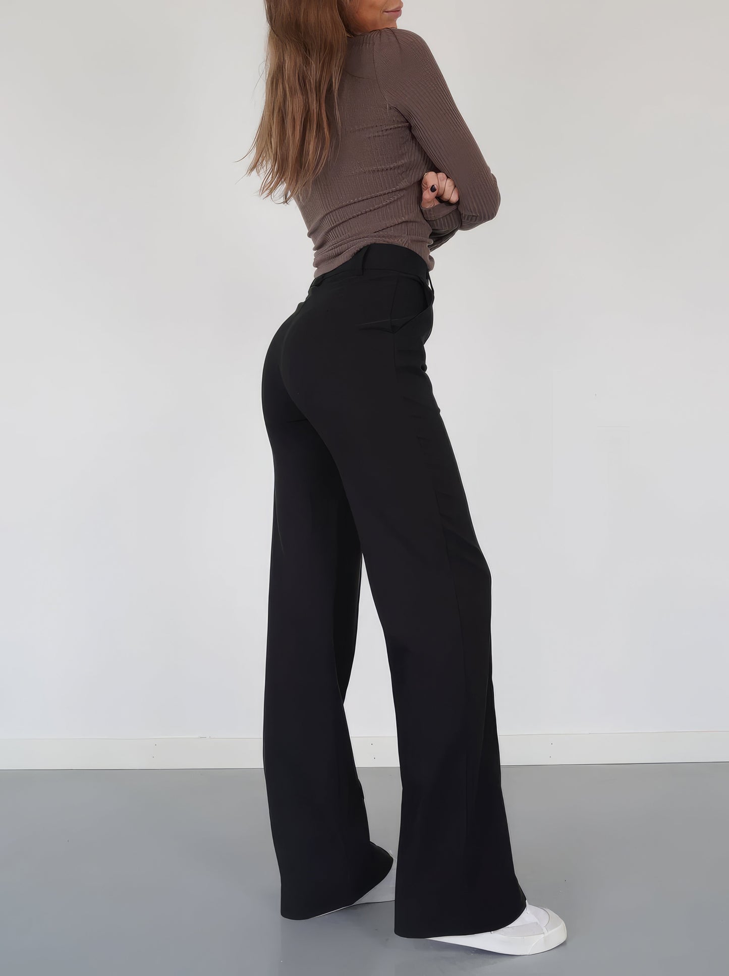Women’s High-Waisted Straight Leg Trousers – Tailored, Centre Crease