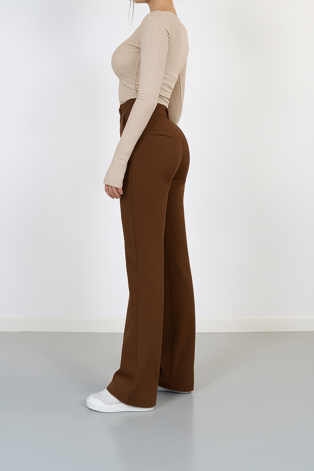 Women’s High-Waisted Straight Leg Trousers – Tailored, Centre Crease
