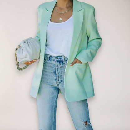 Women’s Oversized Blazer – Single-Breasted Notched Lapel Jacket for Elegant Layering