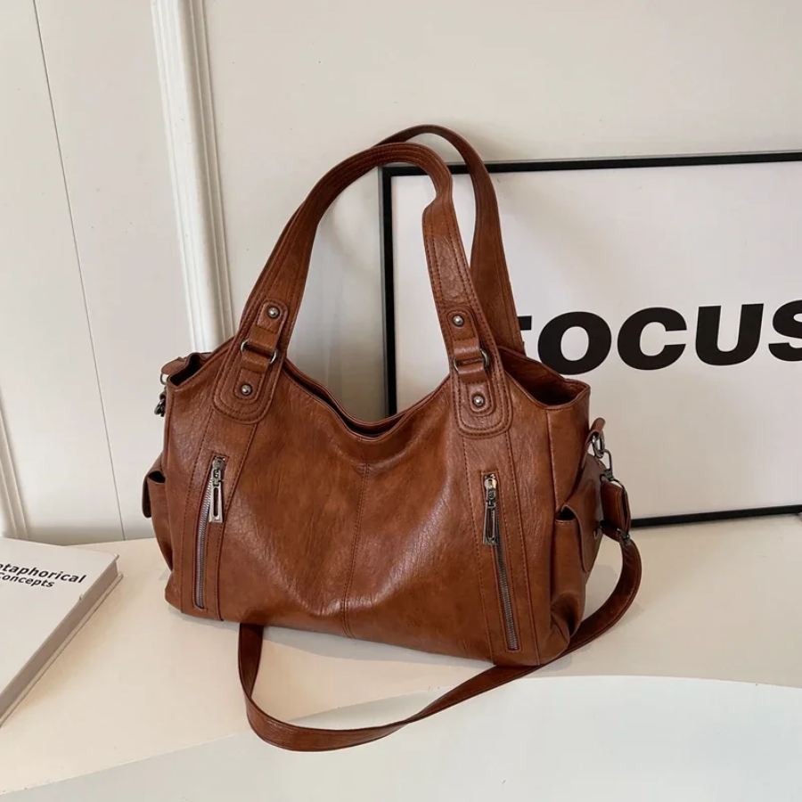 Women’s Shoulder Tote Bag – Zip Top, Crossbody Strap