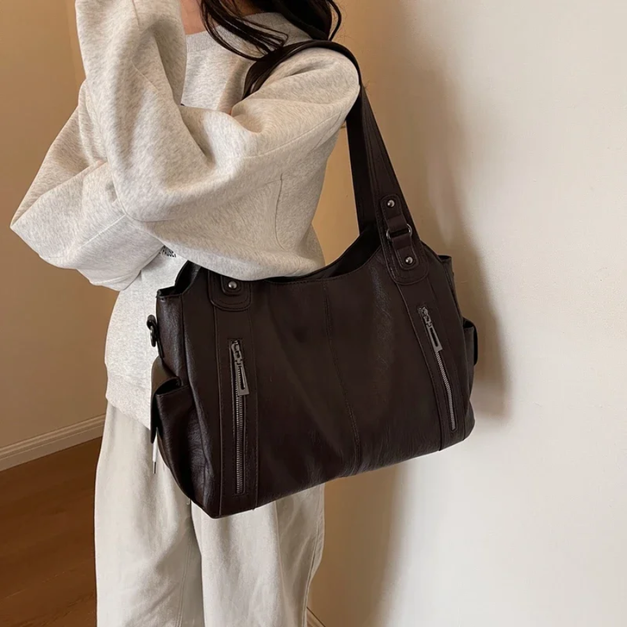 Women’s Shoulder Tote Bag – Zip Top, Crossbody Strap