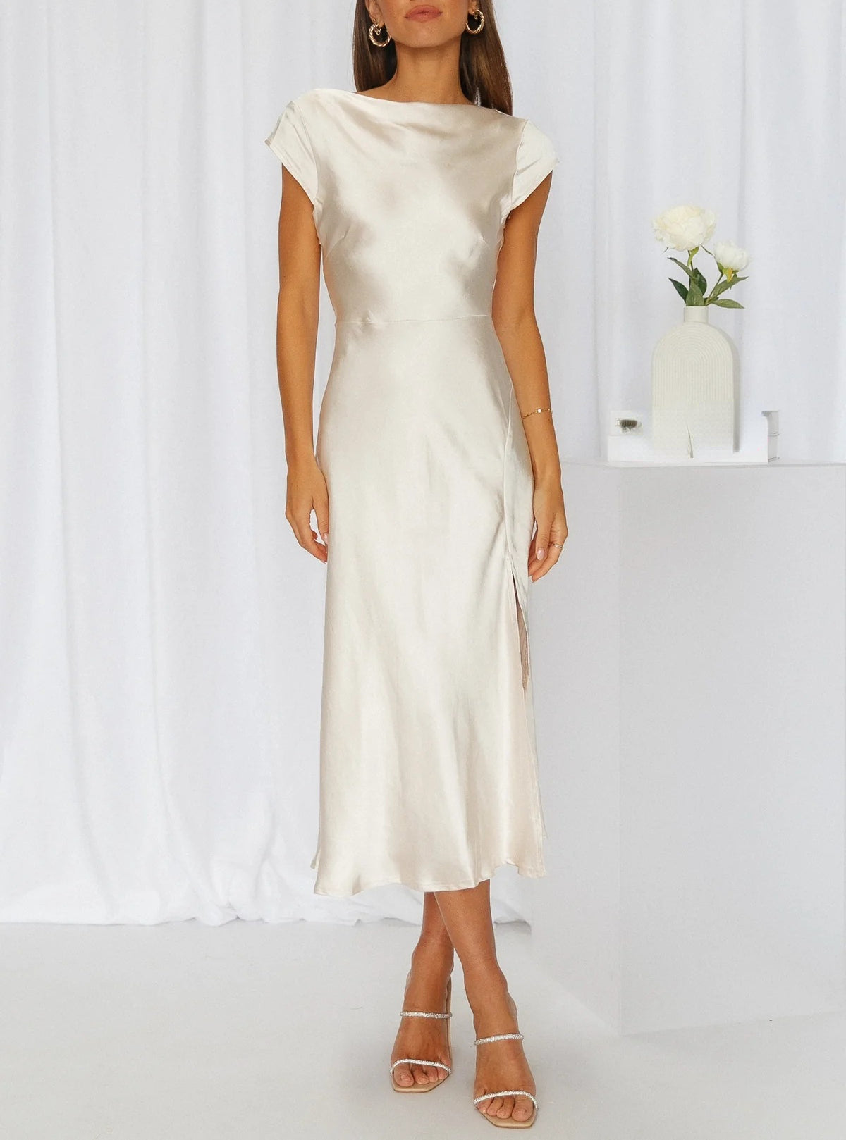 Women’s Slip Dress – Midi Length with Minimalist Silhouette