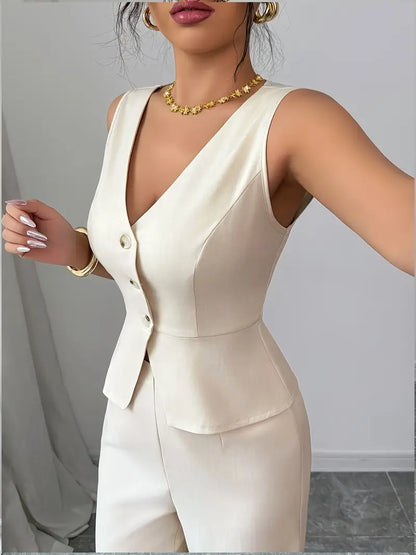 | Women's Sleeveless Wide-Leg Set