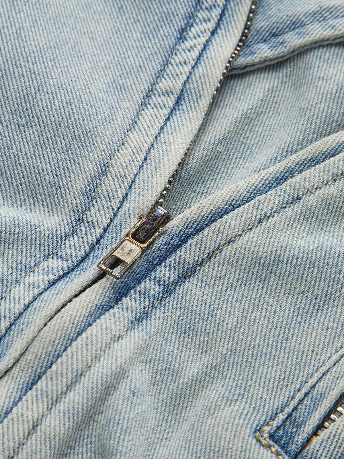 Womens Denim Jacket Cropped Biker