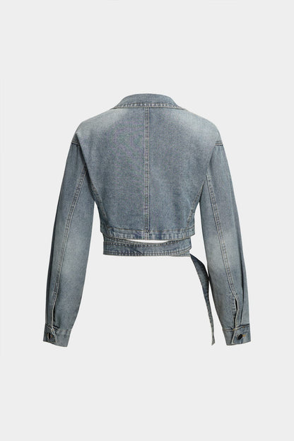 Womens Denim Jacket Cropped Wrap Design
