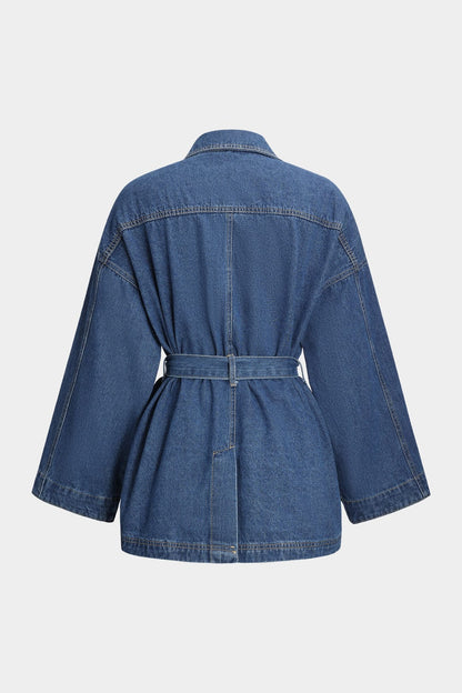 Womens Denim Jacket with Tie Belt