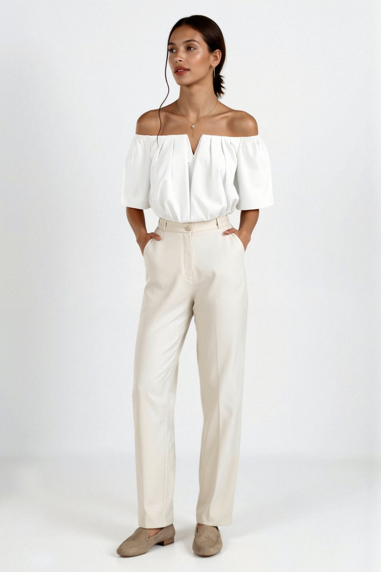 Womens Going Out Top Off-Shoulder V-Neck