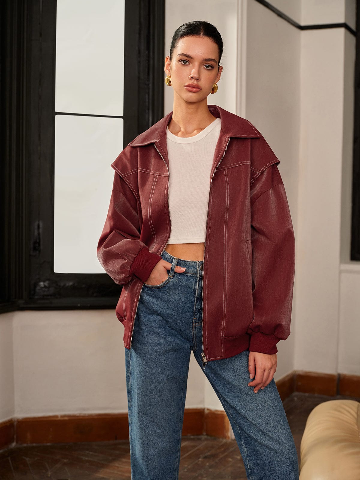 Womens Jacket Burgundy