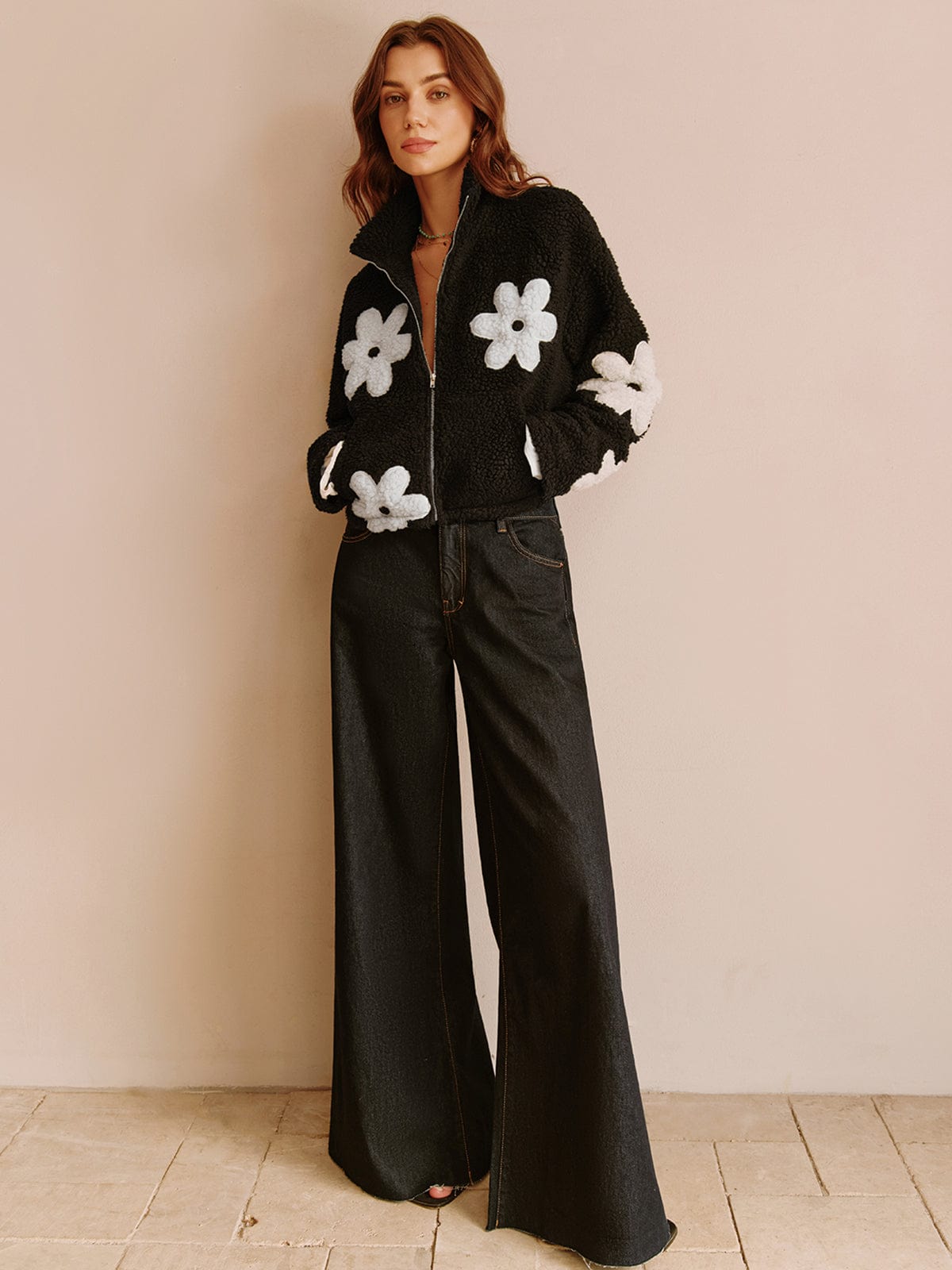 Womens Jacket Teddy Floral Print