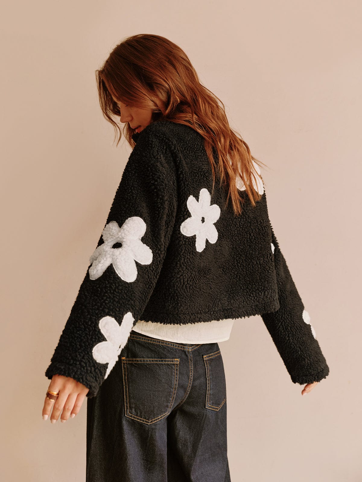 Womens Jacket Teddy Floral Print