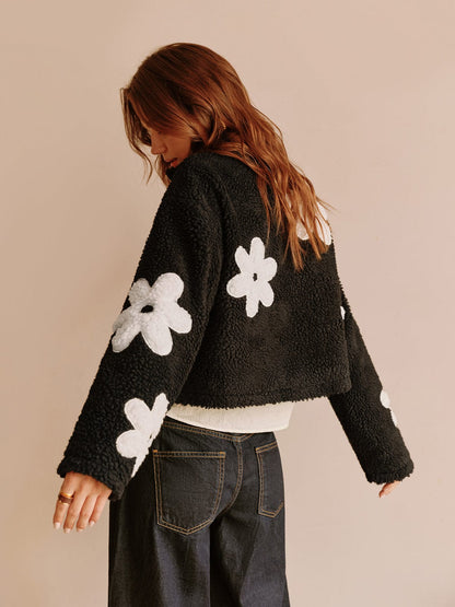 Womens Jacket Teddy Floral Print