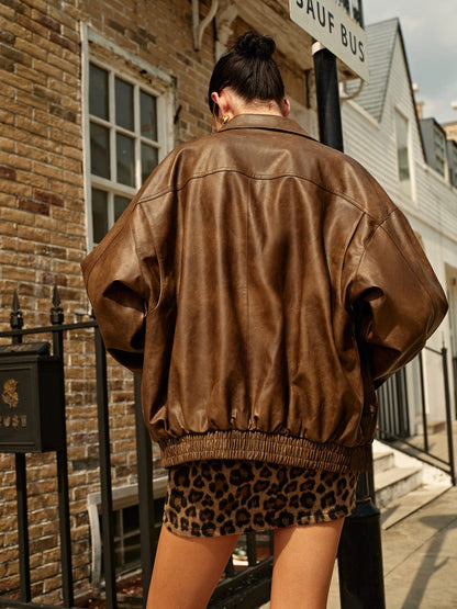 Womens Leather Jacket Oversized