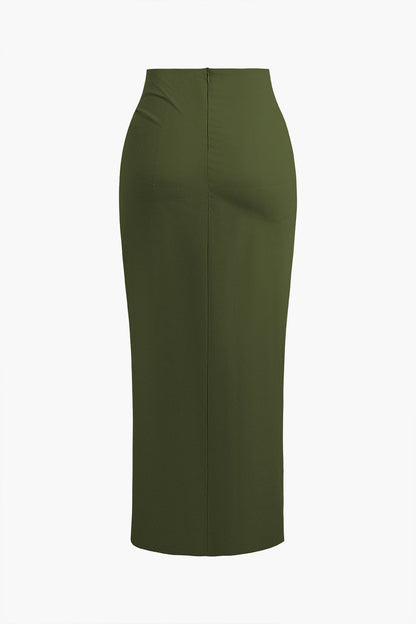 Womens Midi Dress High-Waist