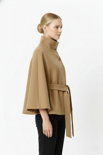 | Women's Winter High Collar Belted Coat