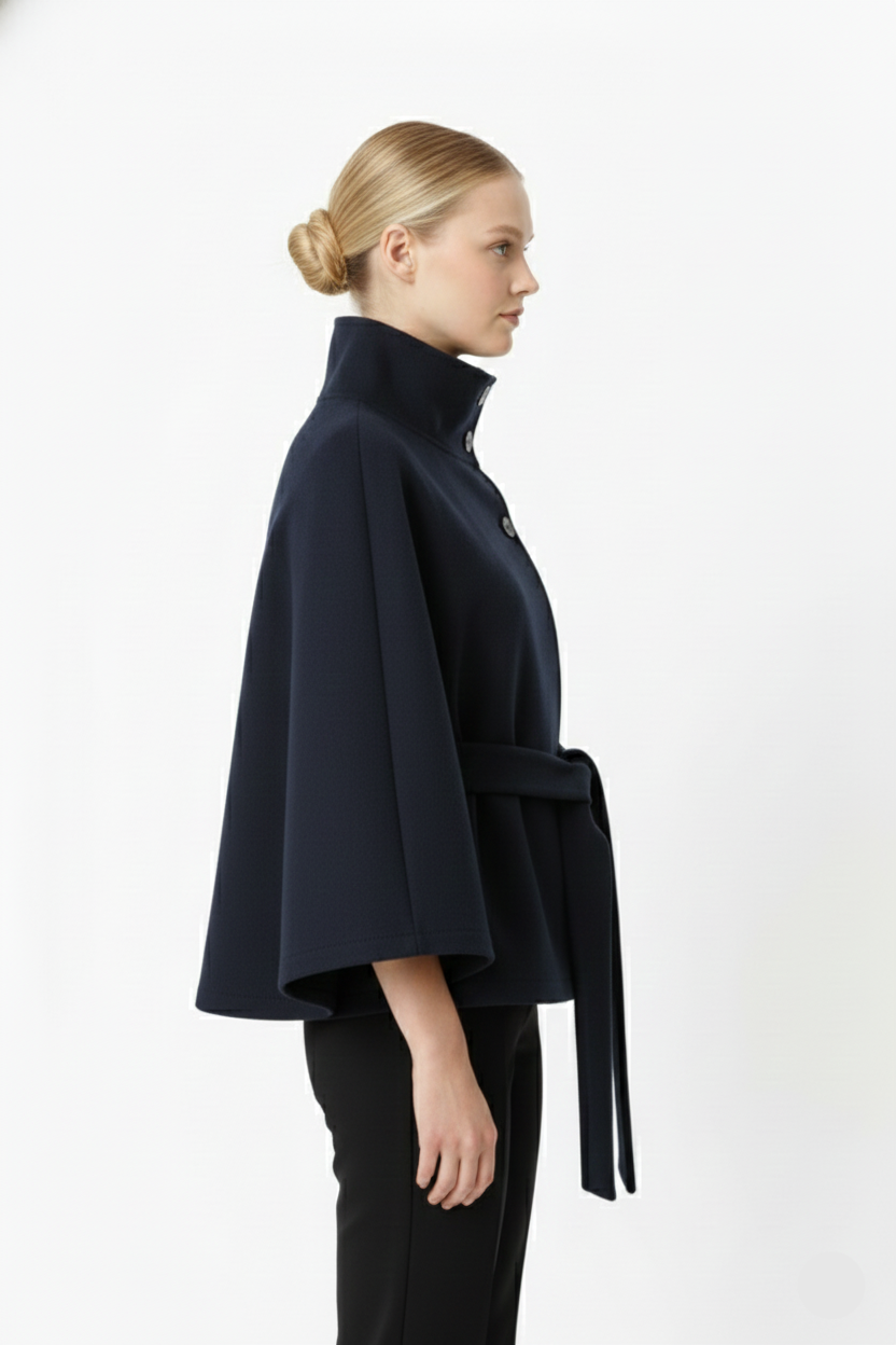 | Women's Winter High Collar Belted Coat