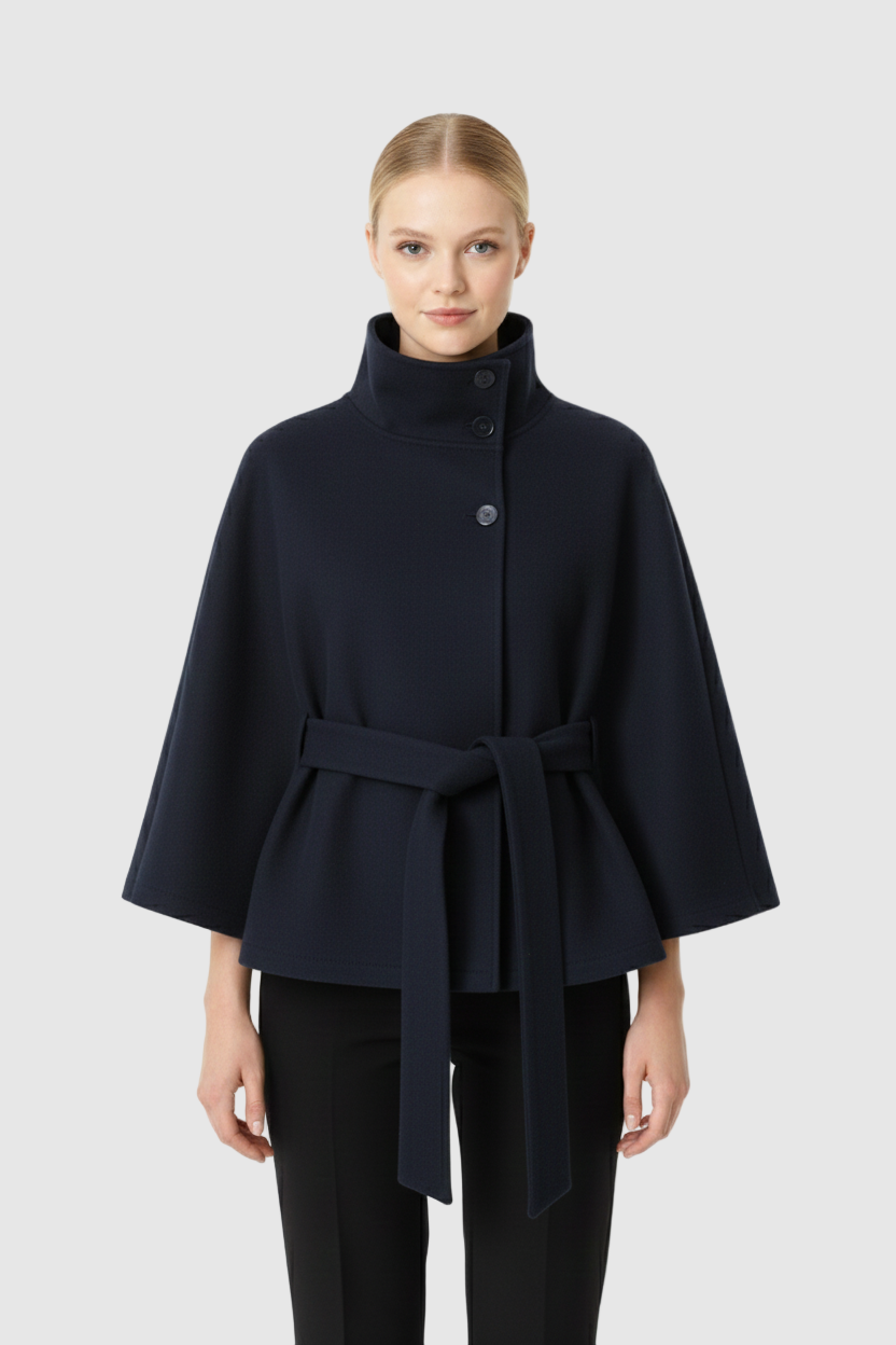 | Women's Winter High Collar Belted Coat