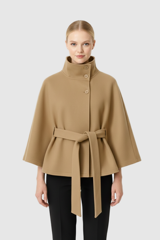 | Women's Winter High Collar Belted Coat