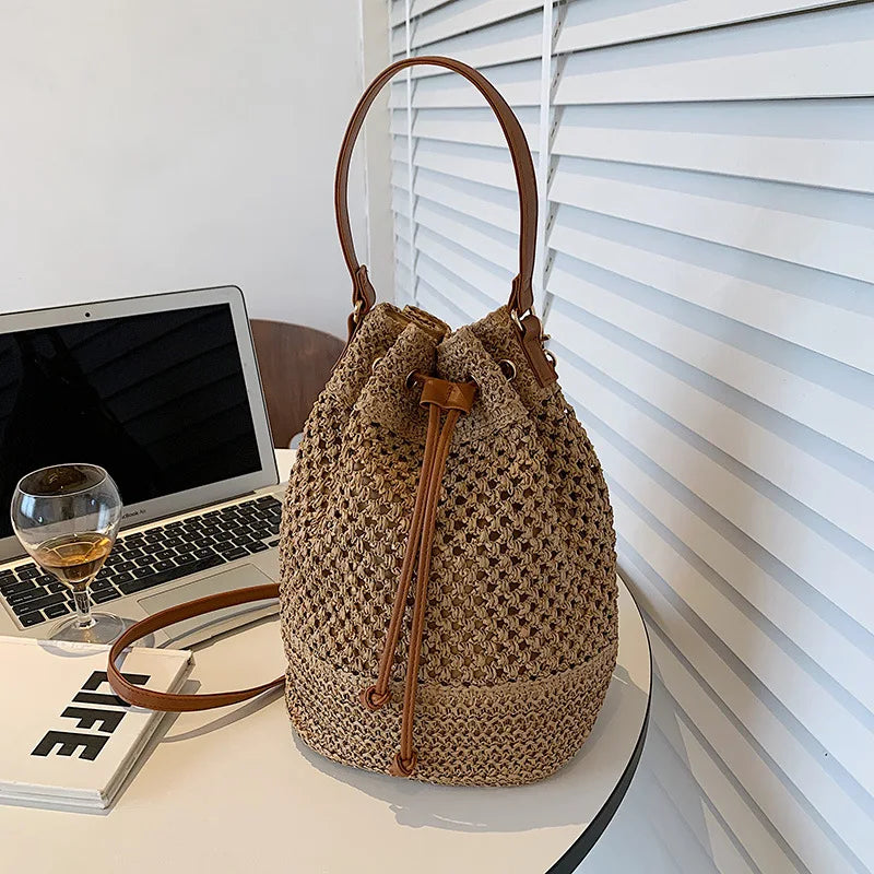 Woven Straw Beach Crossbody Travel Handbag
