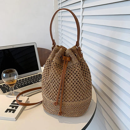 Woven Straw Beach Crossbody Travel Handbag