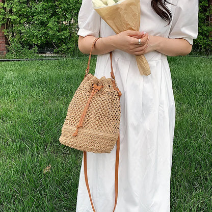 Woven Straw Beach Crossbody Travel Handbag