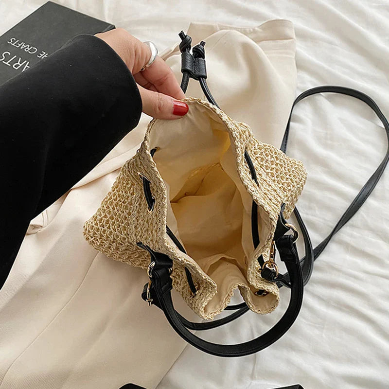 Woven Straw Beach Crossbody Travel Handbag